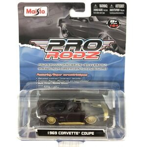Maisto Pro RodZ 1969 '69 Chevrolet Chevy Corvette Coupe Car Black Die Cast 1/64